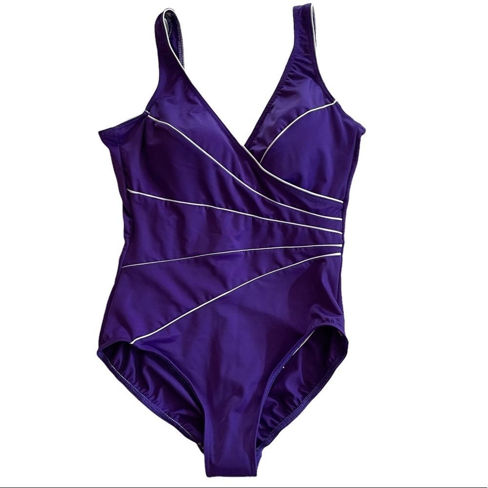 MIRACLESUIT Horizon One Piece Swimsuit Iris Purple Size 12